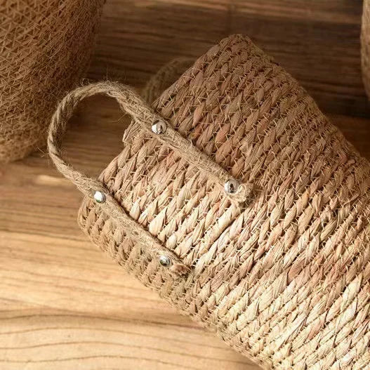 Cesta Alta de Mimbre Natural – Cubremaceta o Cesto para Decoración de Hogar