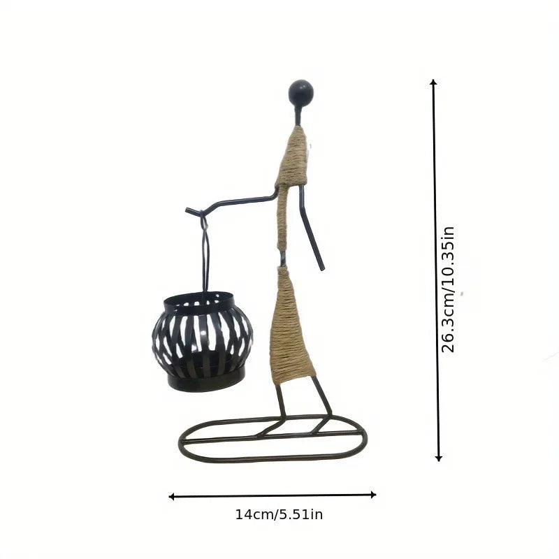 Candelabros de Metal Abstracto – Figuras Hechas a Mano, Estilo Vintage Bohemio