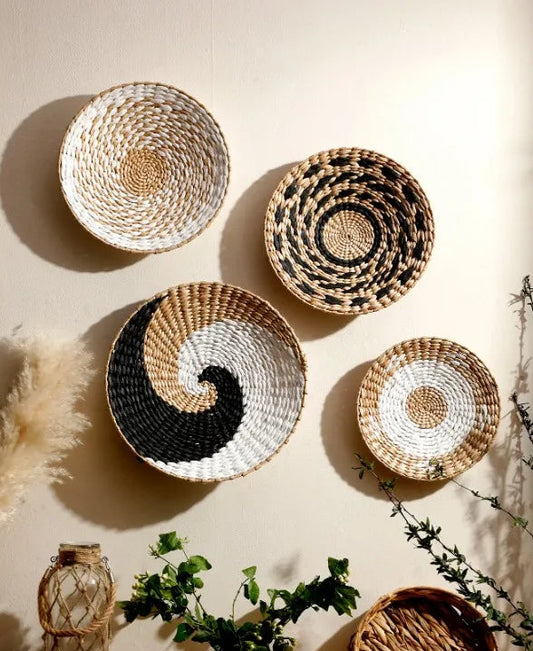 Decoración de Pared Bohemia de Paja Tejida – Hecha a Mano con Estilo Étnico y Natural