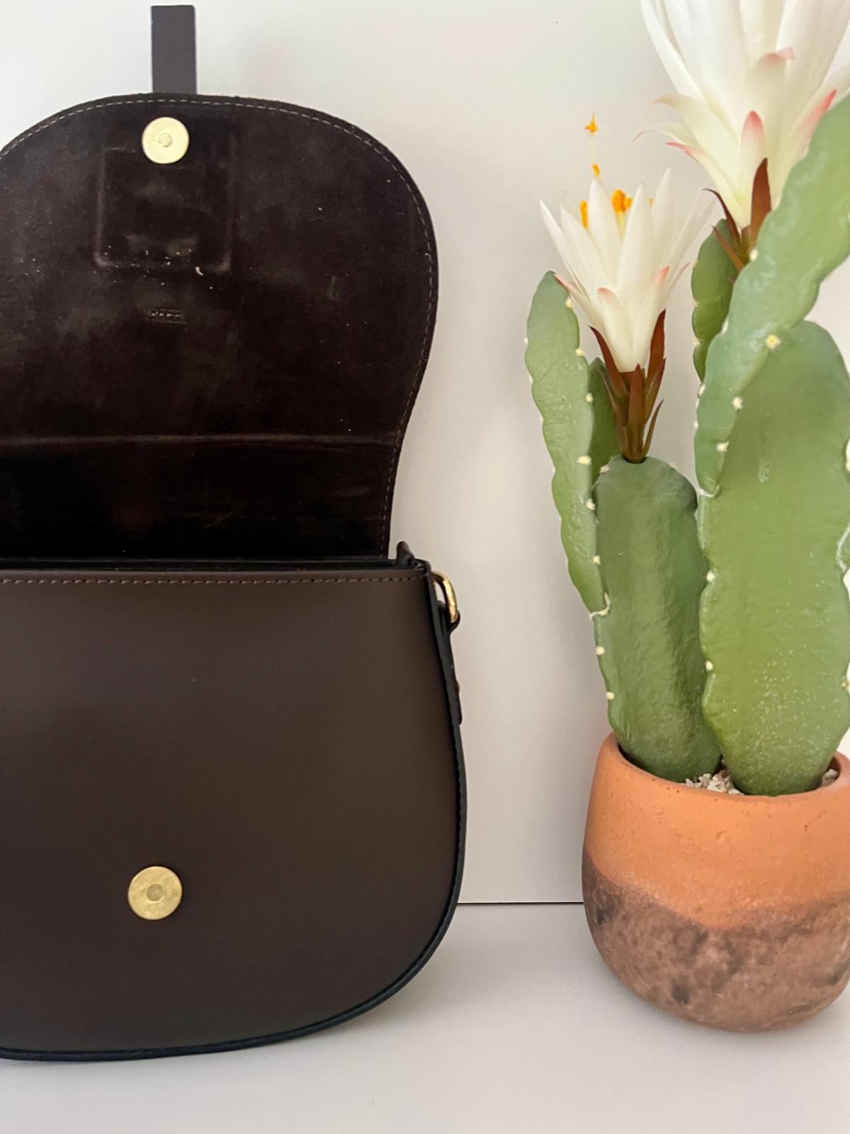 Bolso Bandolera Piel DuoTexturas - Marrón Chocolate